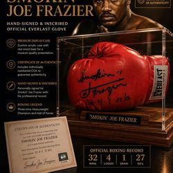 🔥 SMOKIN’ JOE FRAZIER SIGNED EVERLAST GLOVE – COA + DISPLAY CASE 🔥