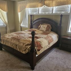 A Beautiful Solid Wood Bed With Dresser and Night Stand