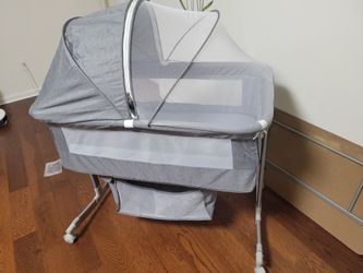 bassinet  Babe  Infant Bedside Sleeper Bassinet with Wheels and Folding Frame for Newborn (Grey)