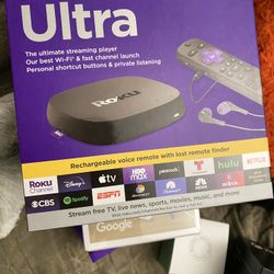 Roku Ultra 2022 4K/HDR/Dolby Vision Streaming Device and Roku Voice Remote Pro with Rechargeable Battery
