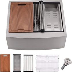 Stainless Steel Farmhouse Sink With Assesories