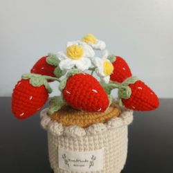 Handmade Crochet Strawberry In Pot