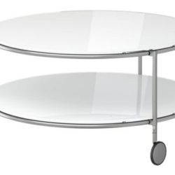 STRIND Rolling Coffee Table By Ehlen Johansson For IKEA 1980s in opaline glass, Research Price before making offers
