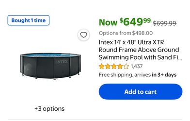 For Sale: Intex 14’ x 48” Ultra XTR Above-Ground Pool with Sand Filter Pump