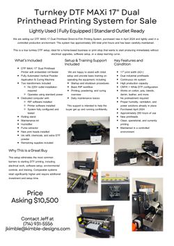 Turnkey DTF MAXi 17" Dual Printhead Direct-to-Film Printing System for sale