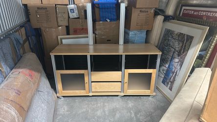 Wood and Metal TV Stand with Storage