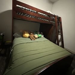 Wood Bunk Bed With Desk On Side