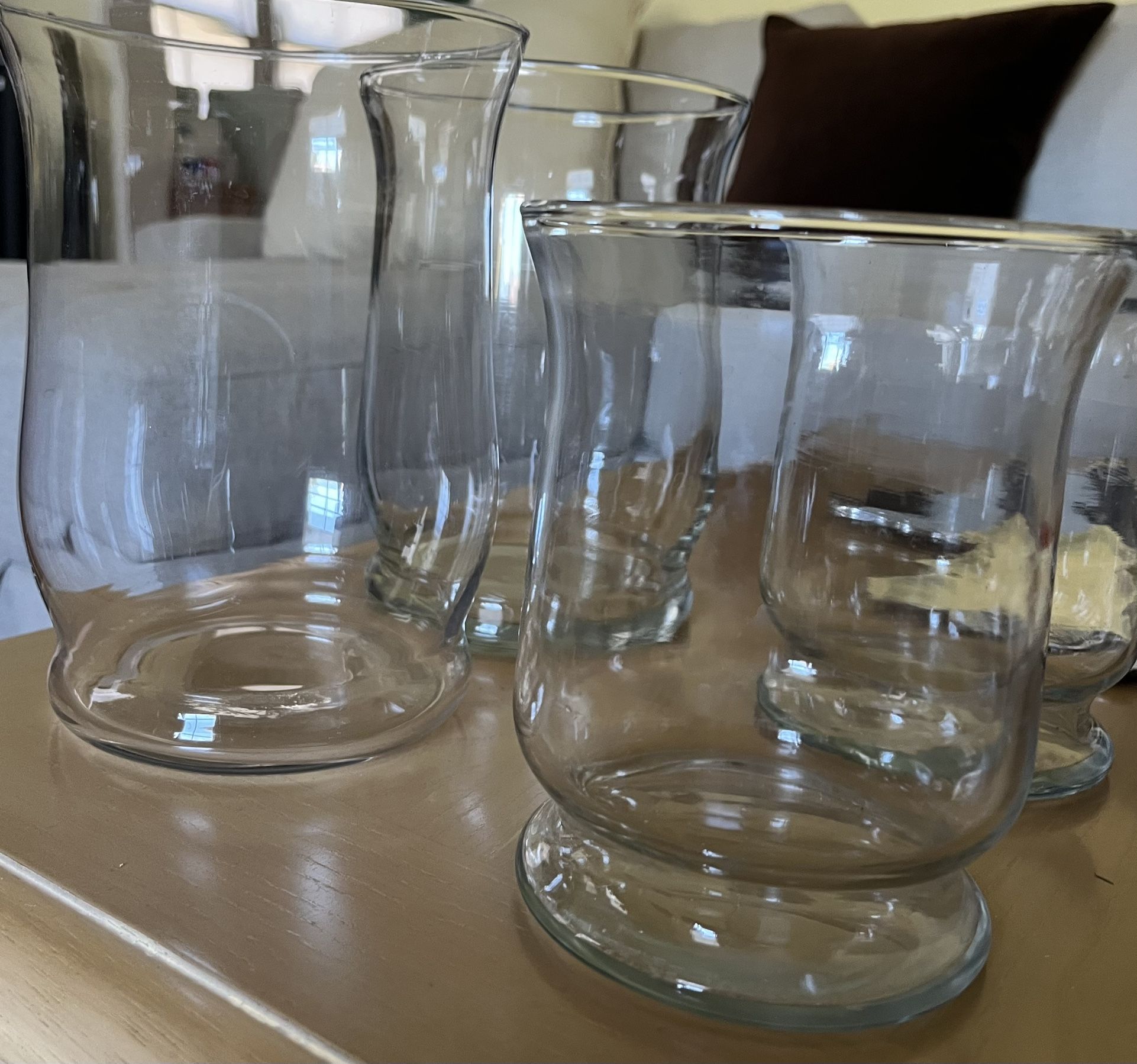 2 8x6 and 2 6x5 Glass Candle Holders $20