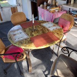 Beautiful Italian Antique Table 45 INCH DIAMETER With Bronze Metal Base 