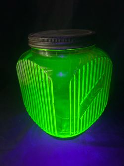 Antique Uranium Glass Cookie Jar