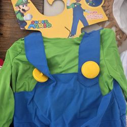 Age 4-6 Luigi Super Mario Bro Costume New