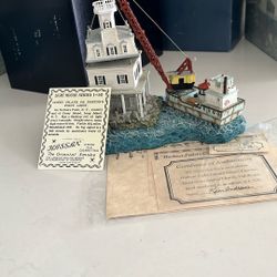 Harbour Lights Norton’s Point Light (Coney Island NY) • Limited Edition 6500 • COA + Boat & Crane Scene • Box