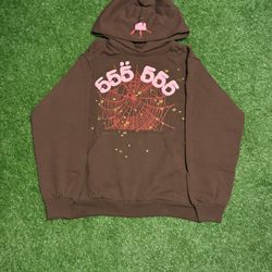Brown 555 Sp5der Hoodie