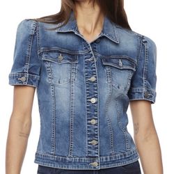 Wash Lab Short Puff Sleeve Jean Jacket/Top