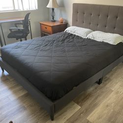 Queen Beauty-rest fairly New Mattress With Headboard And Platform Bed frame  