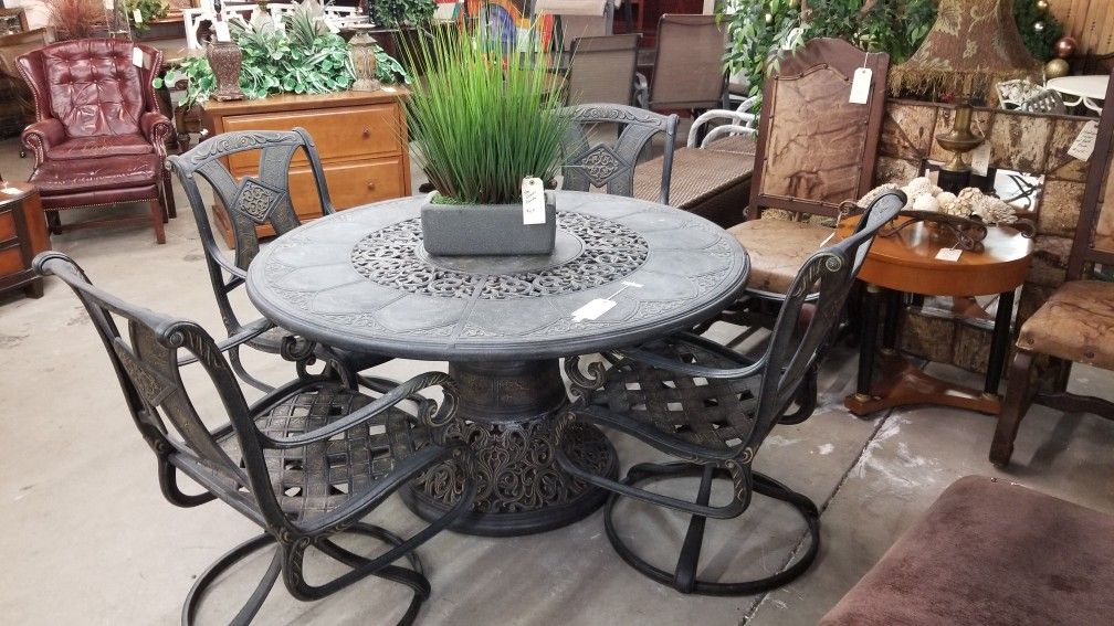 Beautiful patio table w/4 chairs 🦃We are located at 2811 E. Bell Rd.  We are Another Time Around Furniture