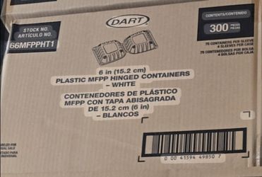 Dart 6-Inch White Hinged Plastic Containers 300ct