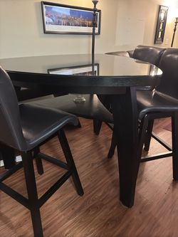 Dining Table with 4 Swivel Chairs (includes custom glass top) Total of 6pcs