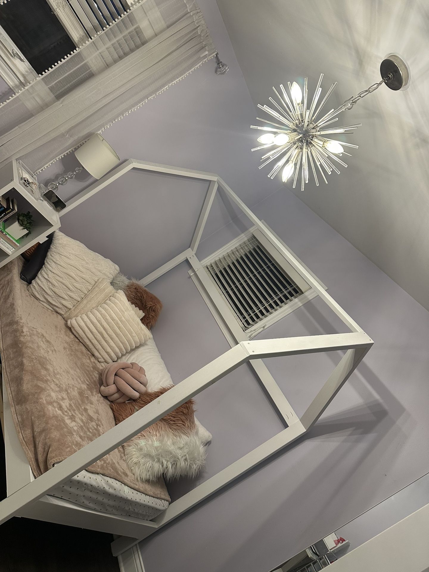 Modern Custom White Wood Twin Bed & Mattress