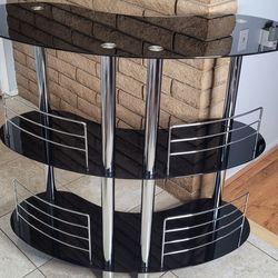 Black Tempered Glass Bar / Martini Entertainment Unit, 3 Tier