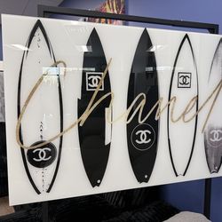 Surfboard tempered glass wall Art47”x32”