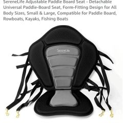 SereneLife Adjustable Paddle Board Seat - Detachable Universal Paddle-Board Seat, Form-Fitting Design for All Body Sizes, Small & Large, Compatible fo