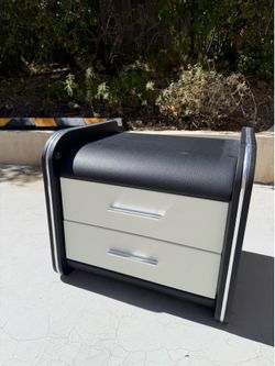 Modern Black & White 2-Drawer Bedside Nightstand