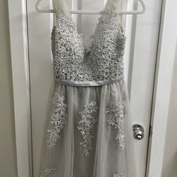 Silver Floral Prom/wedding Dress