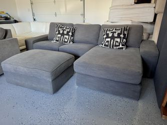 Gray L-Shape Sectional Sofa with Reverisble Chaise & Storage Ottoman