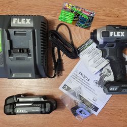 FLEX 24V Cordless Brushless Quick Eject Hex Impact Driver With 2.5ah Battery and Charger $120 Firm Pickup Only