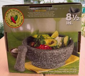 Casa Maria 8.5-Inch Natural Stone Mortar and Pestle (Molcajete)
