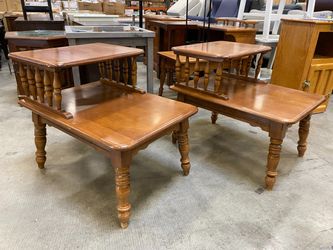 HEYWOOD WAKEFIELD Vintage 2-Tier End Tables (Set of 2)