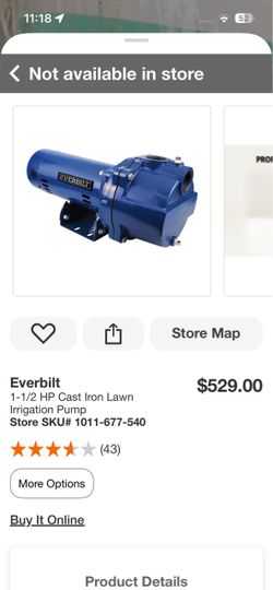 Everbilt 1-1/2 HP Cast Iron Lawn Irrigation Pump