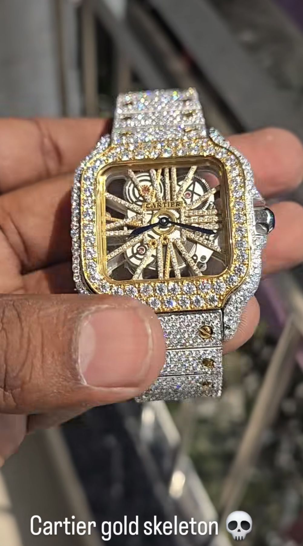 Cartier Santos Skeleton Iced Out