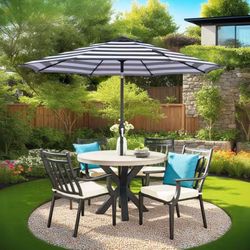 UMBRELLA - Outdoor 9 Feet Aluminum Market Umbrella with Crank and Push Button Tilt - No Base
