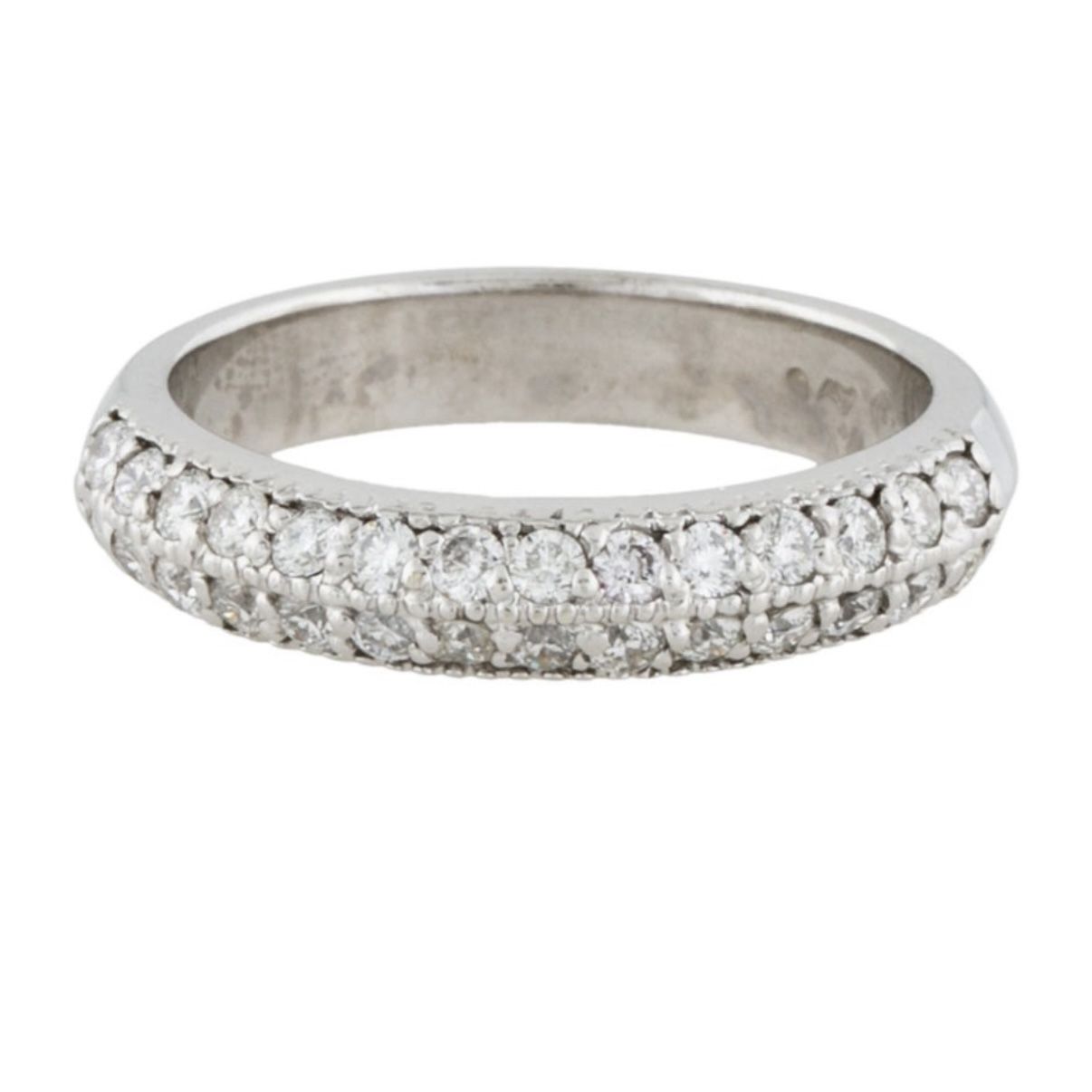 14k White Gold Double Diamond Band Ring