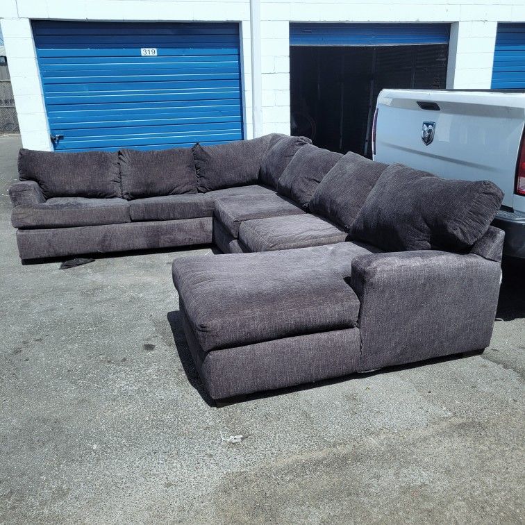 Dark Grey Sectional Couch Sofa