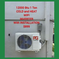 A/C Mini Split 12000 BTU 1 Ton, Cold And Heat Wifi (With INSTALLATION)