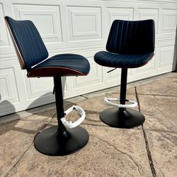 2 Brand New Blue Swivel Adjustable Height Bar Stools