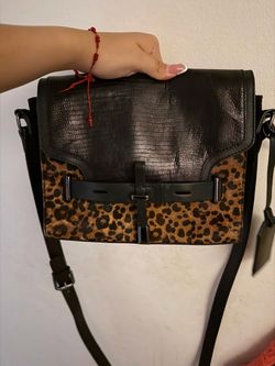 Black and Leopard Print Crossbody Bag Vince canuto