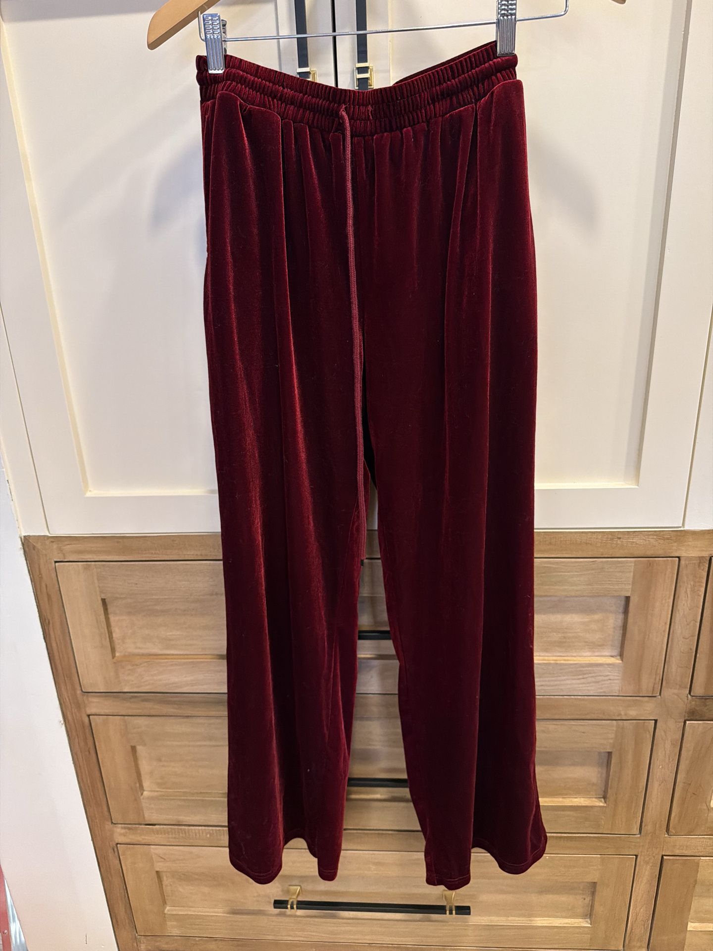 Red velvet pants