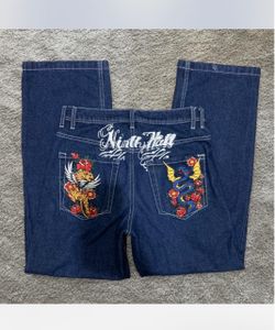 Ninth Hall Graphic Embroidered Dark Wash Jeans