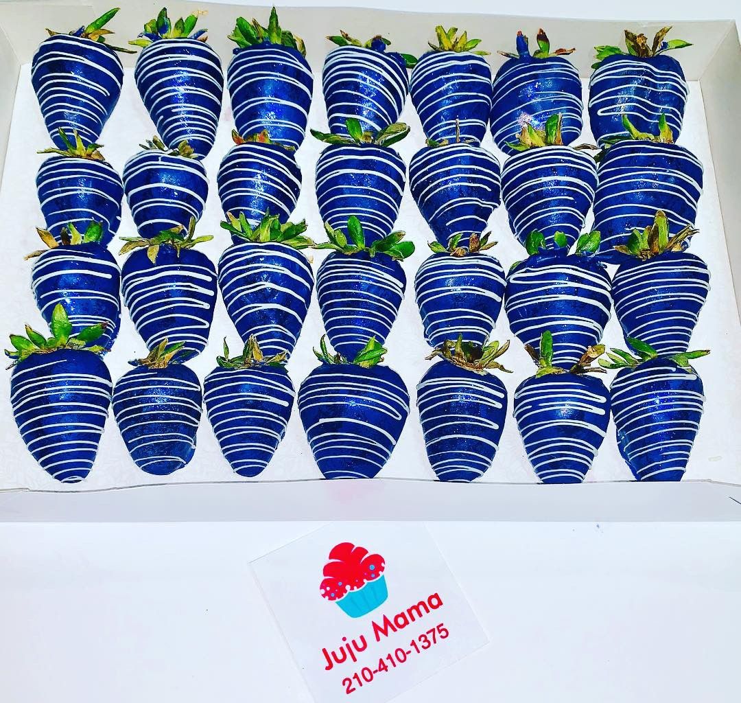 Royal blue baby shower chocolate covered strawberries mother’s day gift