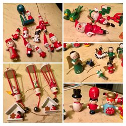 Lot of Miniature Wooden Christmas Ornaments