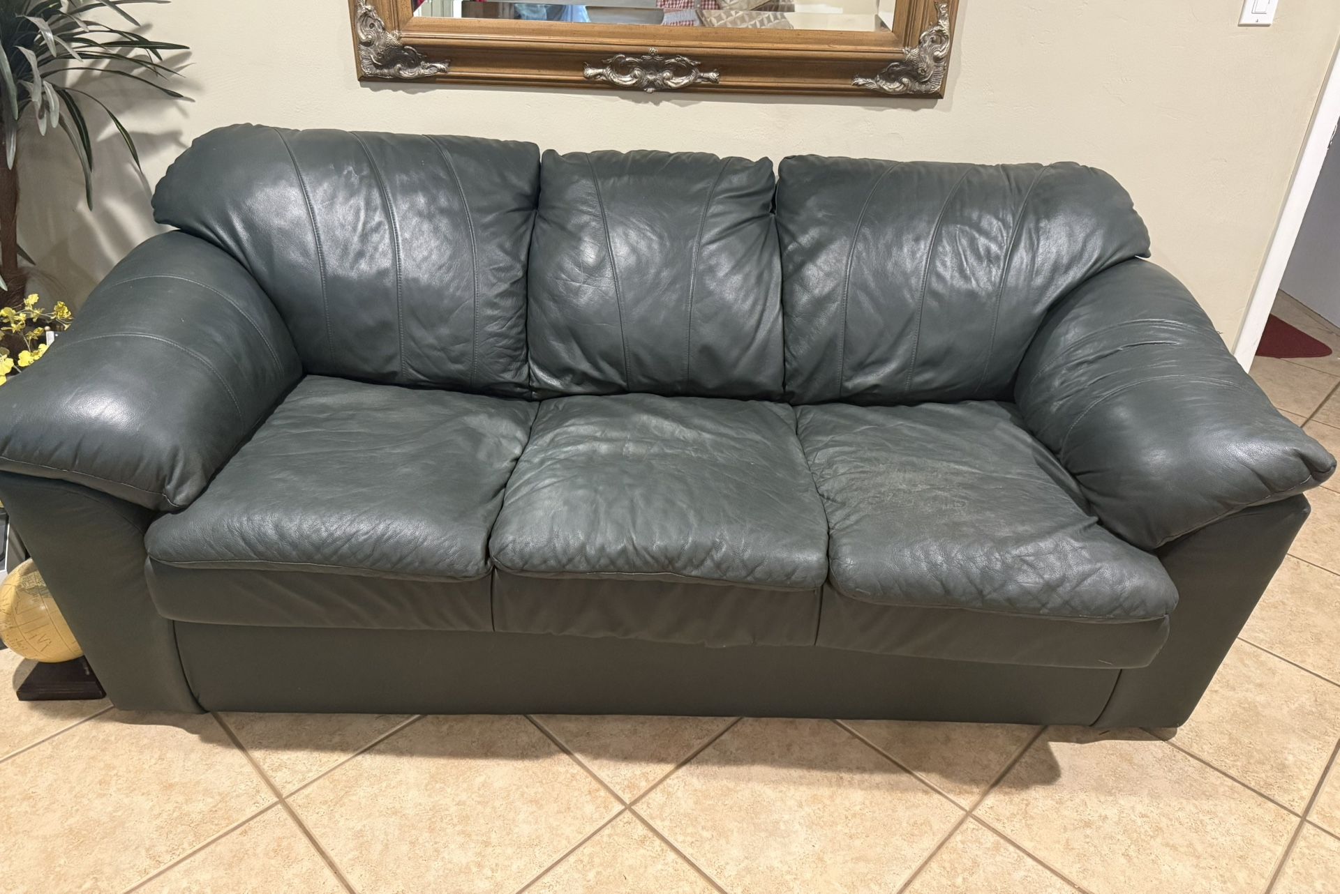 Leather Pullout Sofa Bed Set