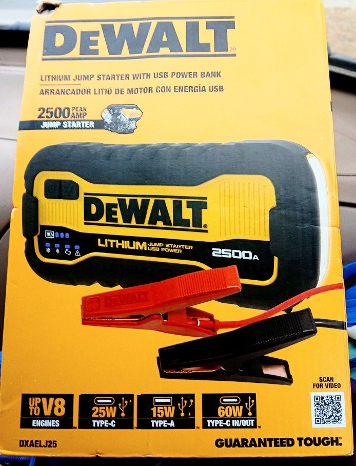 DeWALT LITHIUM JUMP STARTER / ARRANCADOR LITIO DE MOTOR& CON ENERG'IA USB)