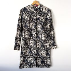 Paul Smith Black, Blue And White Paisley Button Down Shirt Dress Size M