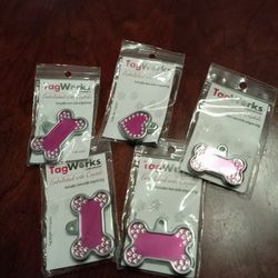 Pink Jeweled TagWorks Dog Tags