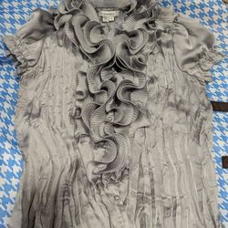 Dressbarn Ruffly Gray Top