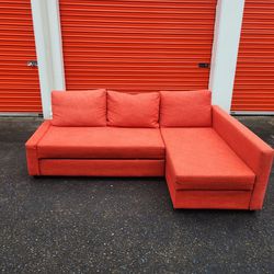 Orange Sleeper Sectional Couch w/Storage - Free Delivery